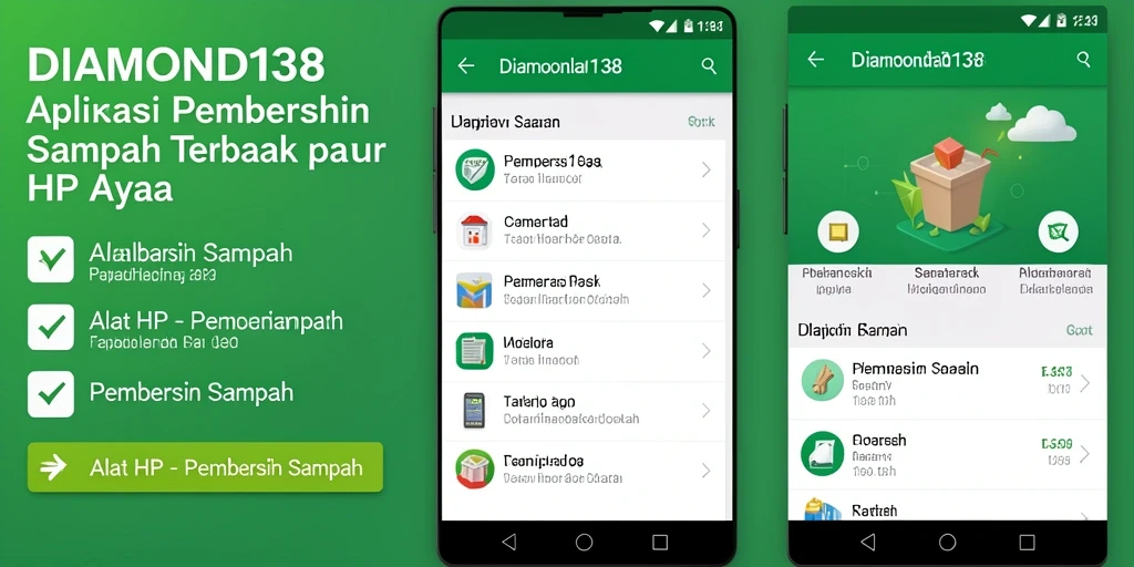 Tampilan antarmuka aplikasi DIAMOND138 untuk pembersihan sampah.