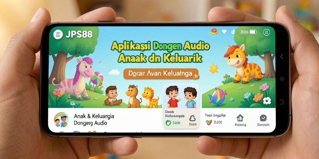 Antarmuka aplikasi JPS88 dengan berbagai pilihan dongeng audio.