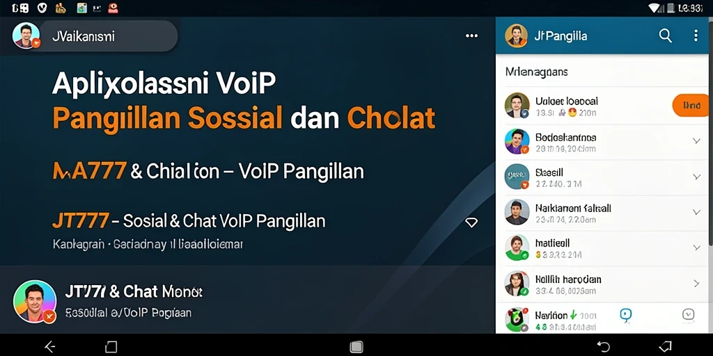 Antarmuka aplikasi JT777 dengan fitur VoIP Panggilan.