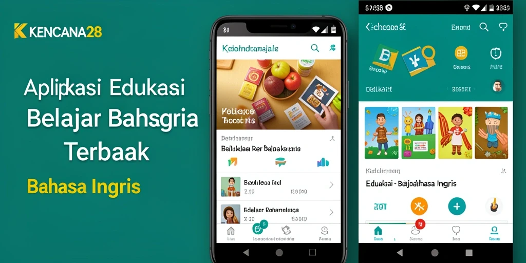 Screenshot antarmuka aplikasi KENCANA28 yang menampilkan fitur belajar Bahasa Inggris.