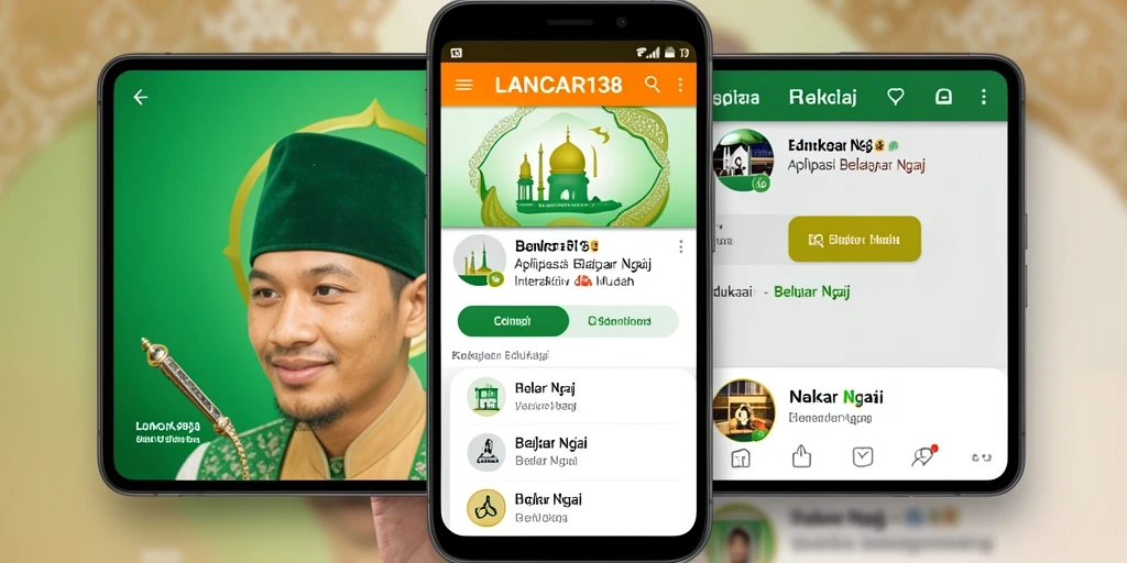 Tampilan antarmuka aplikasi belajar ngaji LANCAR138 yang interaktif.