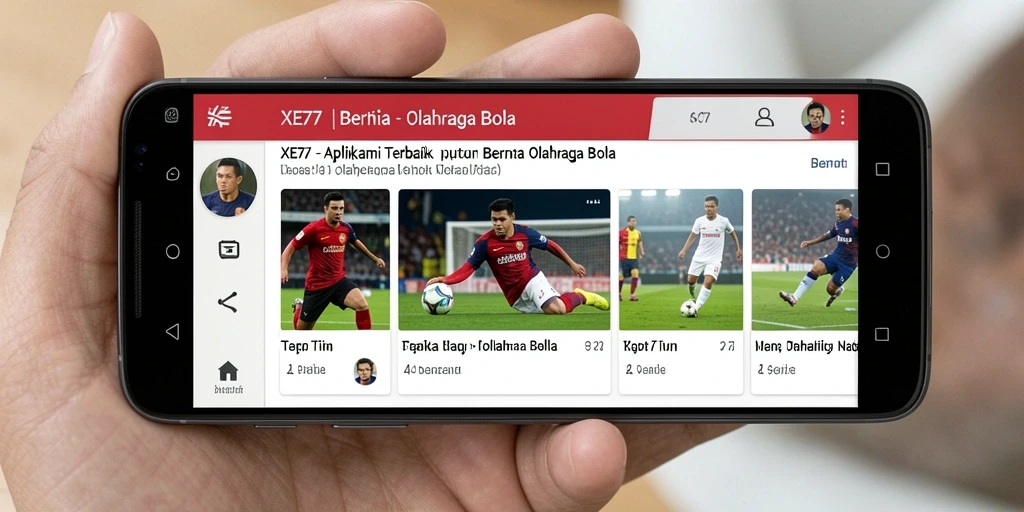 Antarmuka aplikasi XE77 yang informatif dan menarik tentang olahraga bola.